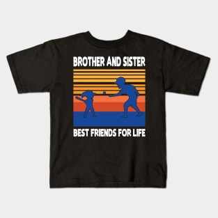 Brother Sister Playing Baseball Together Best Friends For Life Happy Father Mother Day Kids T-Shirt